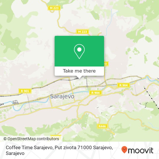 Coffee Time Sarajevo, Put zivota 71000 Sarajevo mapa