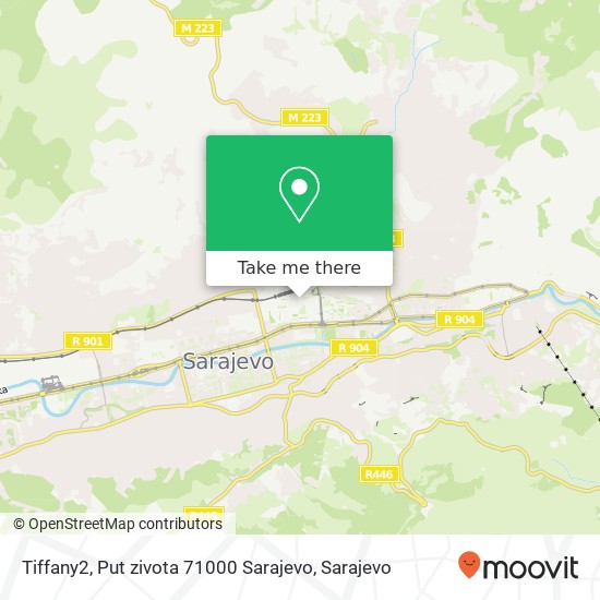 Tiffany2, Put zivota 71000 Sarajevo map