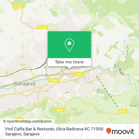 Vinil Caffe Bar & Restoran, Ulica Radiceva 4C 71000 Sarajevo map