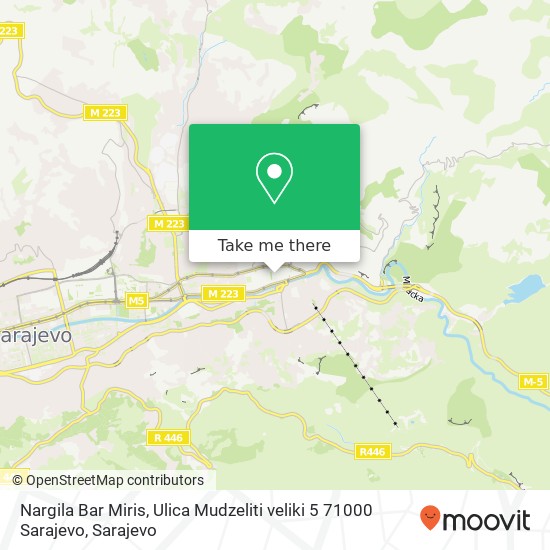 Nargila Bar Miris, Ulica Mudzeliti veliki 5 71000 Sarajevo map
