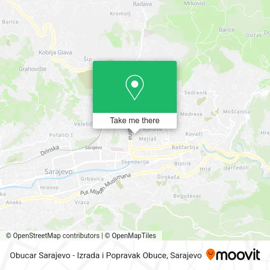 Obucar Sarajevo - Izrada i Popravak Obuce map