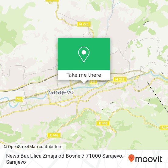News Bar, Ulica Zmaja od Bosne 7 71000 Sarajevo mapa