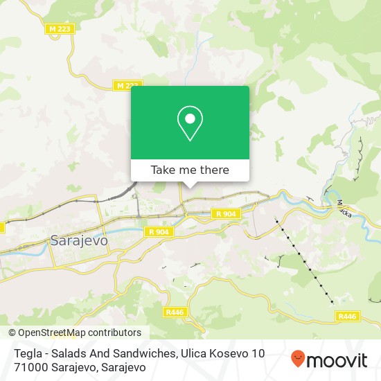 Tegla - Salads And Sandwiches, Ulica Kosevo 10 71000 Sarajevo mapa