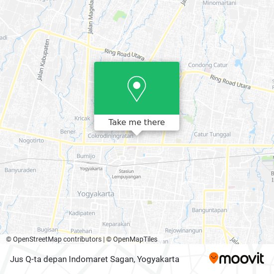 Jus Q-ta depan Indomaret Sagan map