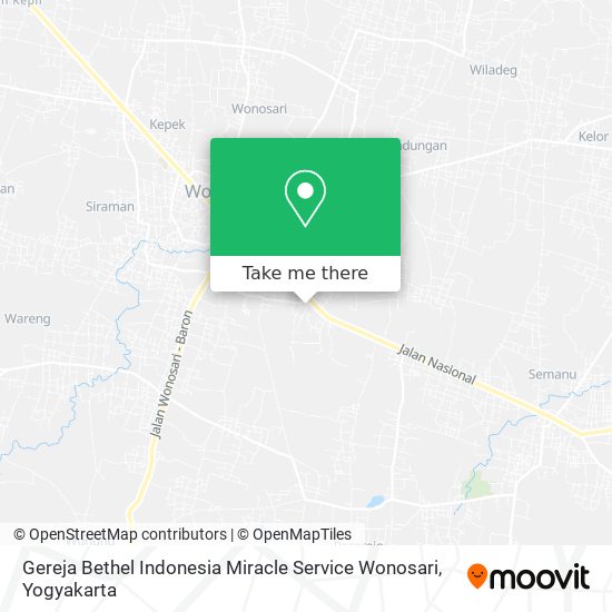 Gereja Bethel Indonesia Miracle Service Wonosari map