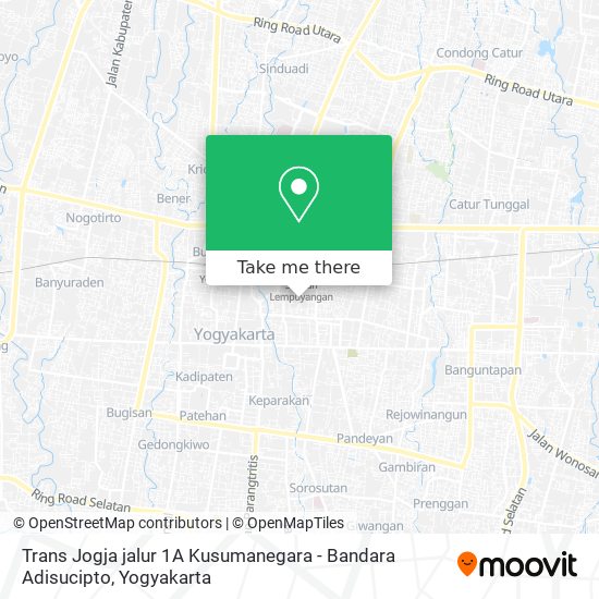 Trans Jogja jalur 1A Kusumanegara - Bandara Adisucipto map