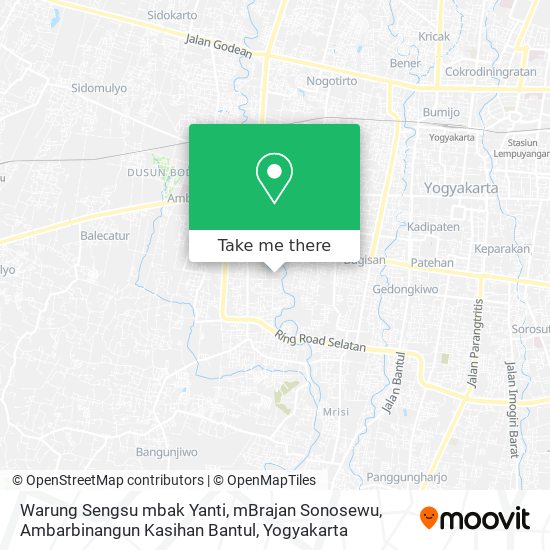 Warung Sengsu mbak Yanti, mBrajan Sonosewu, Ambarbinangun Kasihan Bantul map