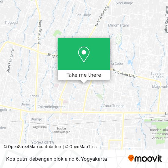 Kos putri klebengan blok a no 6 map