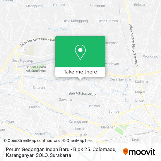 Perum Gedongan Indah Baru - Blok 25. Colomadu, Karanganyar. SOLO map