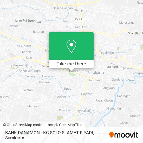 BANK DANAMON - KC SOLO SLAMET RIYADI map