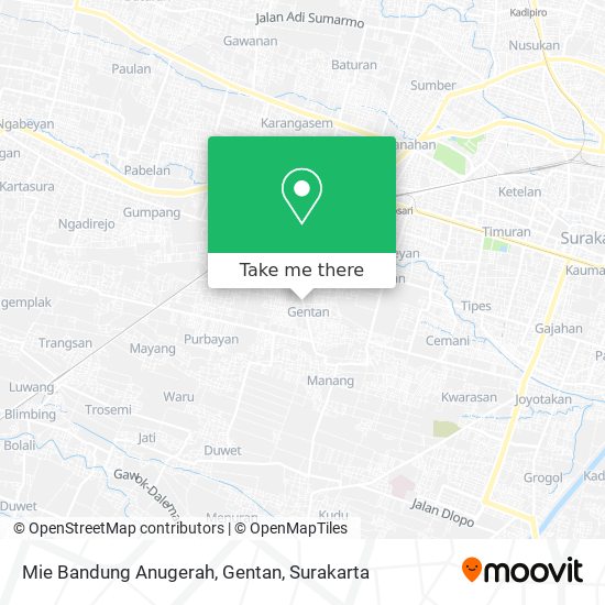Mie Bandung Anugerah, Gentan map