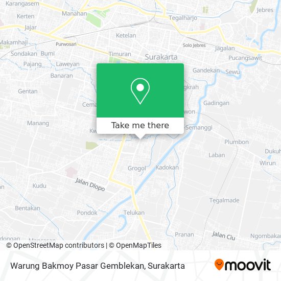 Warung Bakmoy Pasar Gemblekan map