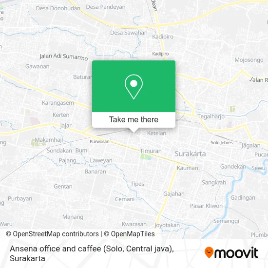 Ansena office and caffee (Solo, Central java) map