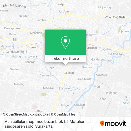 Aan cellularshop mcc bazar blok I.5 Matahari singosaren solo map