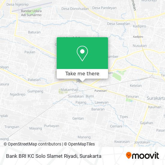 Bank BRI KC Solo Slamet Riyadi map