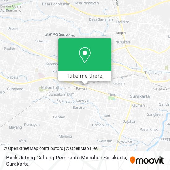 Bank Jateng Cabang Pembantu Manahan Surakarta map