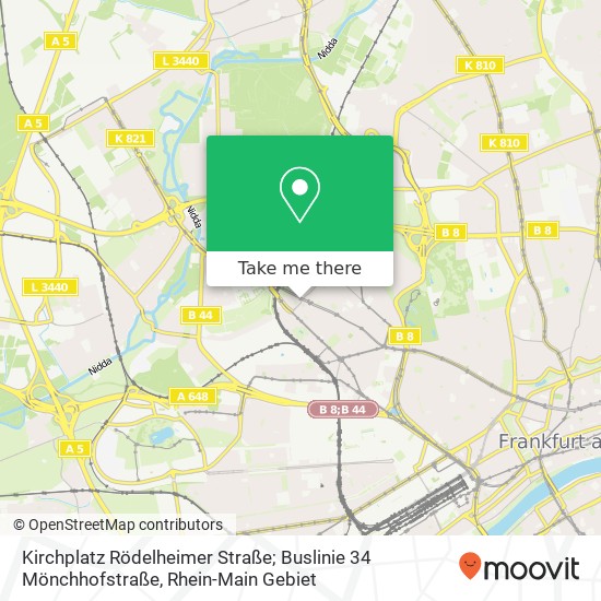 Kirchplatz Rödelheimer Straße; Buslinie 34 Mönchhofstraße map