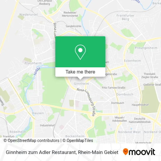 Карта Ginnheim zum Adler Restaurant