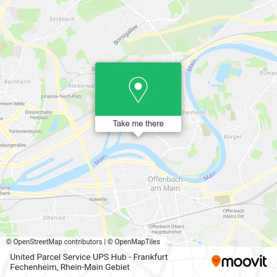 Карта United Parcel Service UPS Hub - Frankfurt Fechenheim