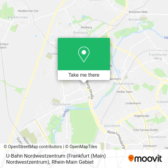 Карта U-Bahn Nordwestzentrum (Frankfurt (Main) Nordwestzentrum)