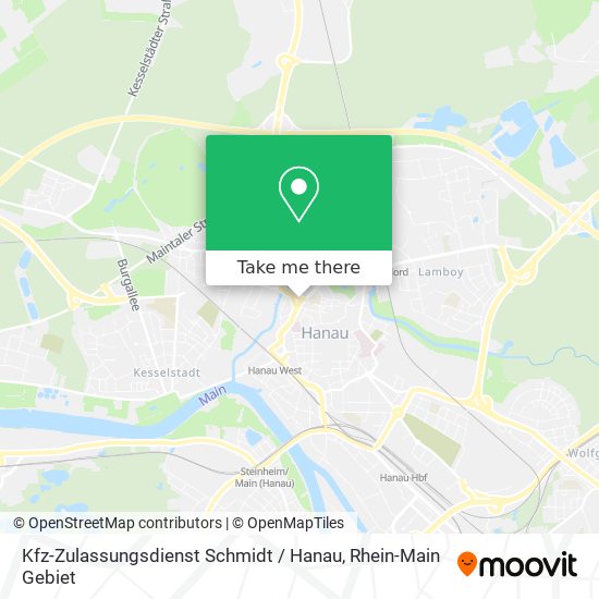 Карта Kfz-Zulassungsdienst Schmidt / Hanau