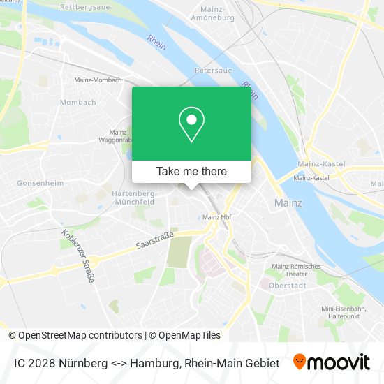 IC 2028 Nürnberg <-> Hamburg map