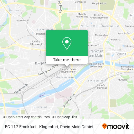 EC 117 Frankfurt - Klagenfurt map