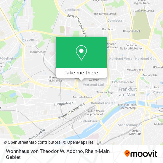 Карта Wohnhaus von Theodor W. Adorno
