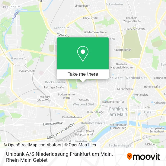 Карта Unibank A / S Niederlassung Frankfurt am Main
