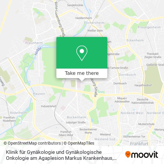 Klinik für Gynäkologie und Gynäkologische Onkologie am Agaplesion Markus Krankenhaus map