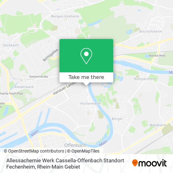 Карта Allessachemie Werk Cassella-Offenbach Standort Fechenheim