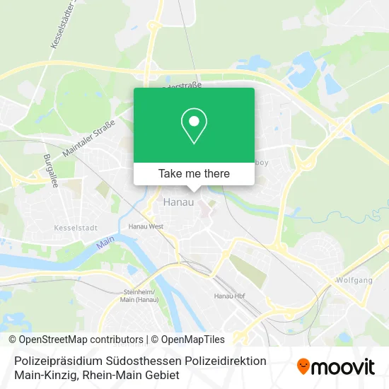 Карта Polizeipräsidium Südosthessen Polizeidirektion Main-Kinzig
