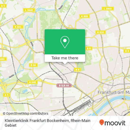 Карта Kleintierklinik Frankfurt Bockenheim