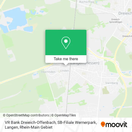 Карта VR Bank Dreieich-Offenbach, SB-Filiale Wernerpark, Langen