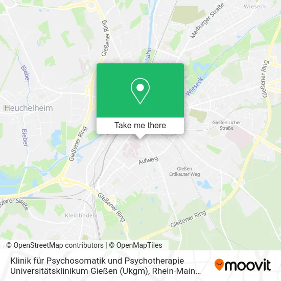 Карта Klinik für Psychosomatik und Psychotherapie Universitätsklinikum Gießen (Ukgm)