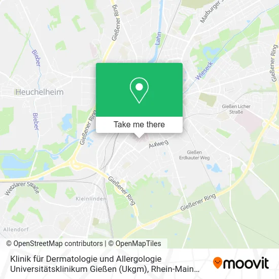 Карта Klinik für Dermatologie und Allergologie Universitätsklinikum Gießen (Ukgm)