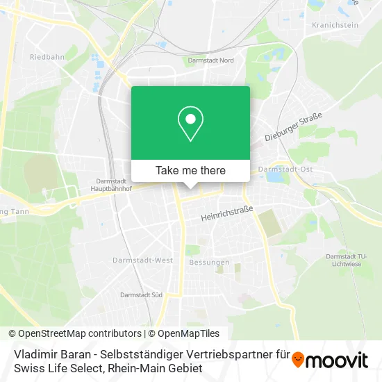 Карта Vladimir Baran - Selbstständiger Vertriebspartner für Swiss Life Select