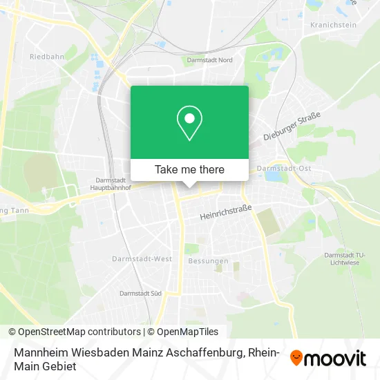 Карта Mannheim Wiesbaden Mainz Aschaffenburg