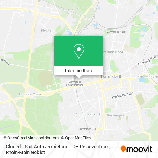 Карта Closed - Sixt Autovermietung - DB Reisezentrum