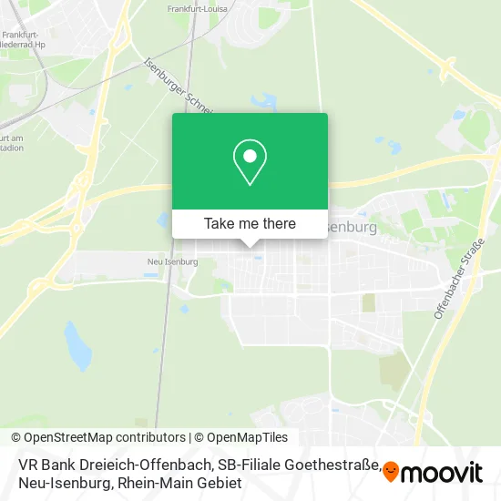 Карта VR Bank Dreieich-Offenbach, SB-Filiale Goethestraße, Neu-Isenburg