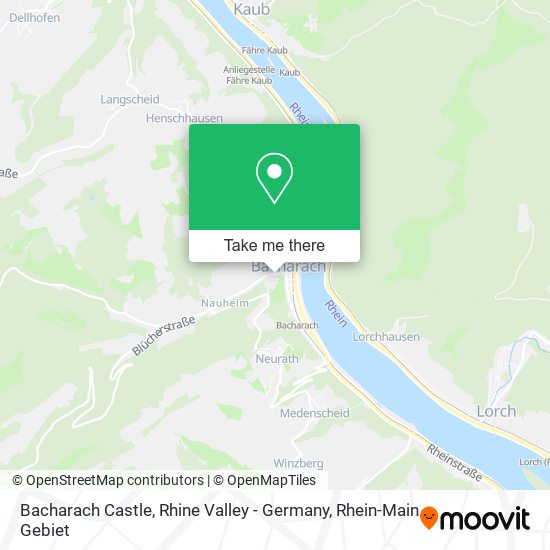 Bacharach Castle, Rhine Valley - Germany map