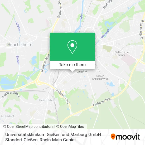 Карта Universitätsklinikum Gießen und Marburg GmbH Standort Gießen