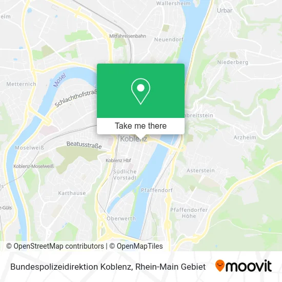 Карта Bundespolizeidirektion Koblenz