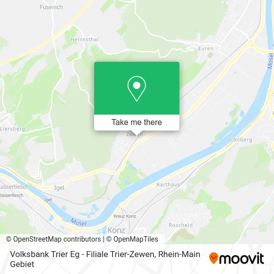 Карта Volksbank Trier Eg - Filiale Trier-Zewen