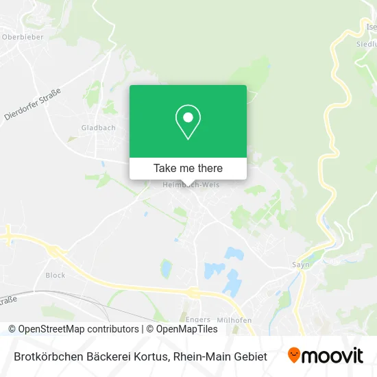 Карта Brotkörbchen Bäckerei Kortus