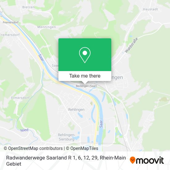 Карта Radwanderwege Saarland R 1, 6, 12, 29