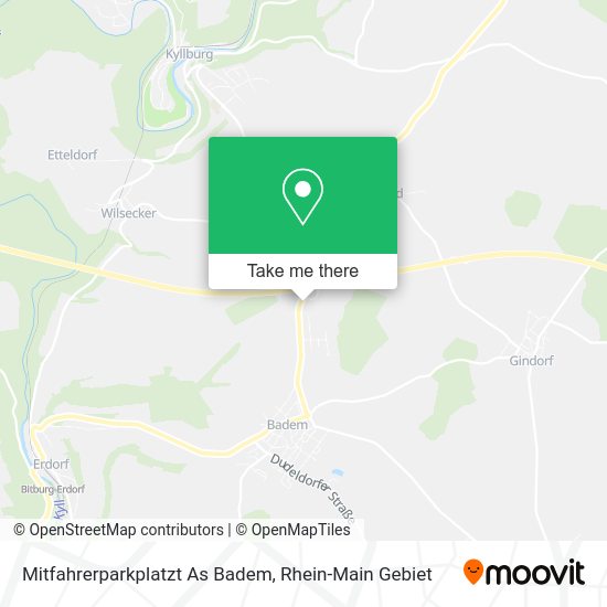 Карта Mitfahrerparkplatzt As Badem