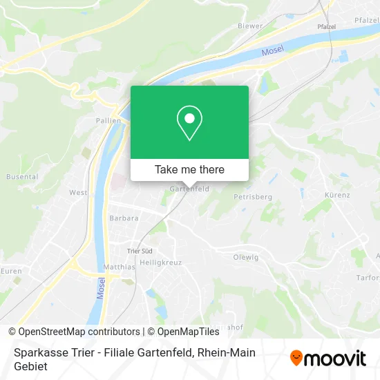 Карта Sparkasse Trier - Filiale Gartenfeld