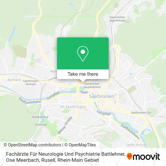 Карта Fachärzte Für Neurologie Und Psychiatrie Battlehner, Ose Meerbach, Rusell
