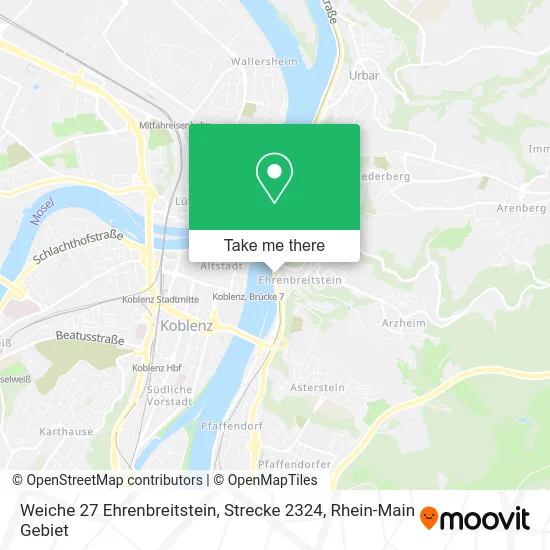 Карта Weiche 27 Ehrenbreitstein, Strecke 2324